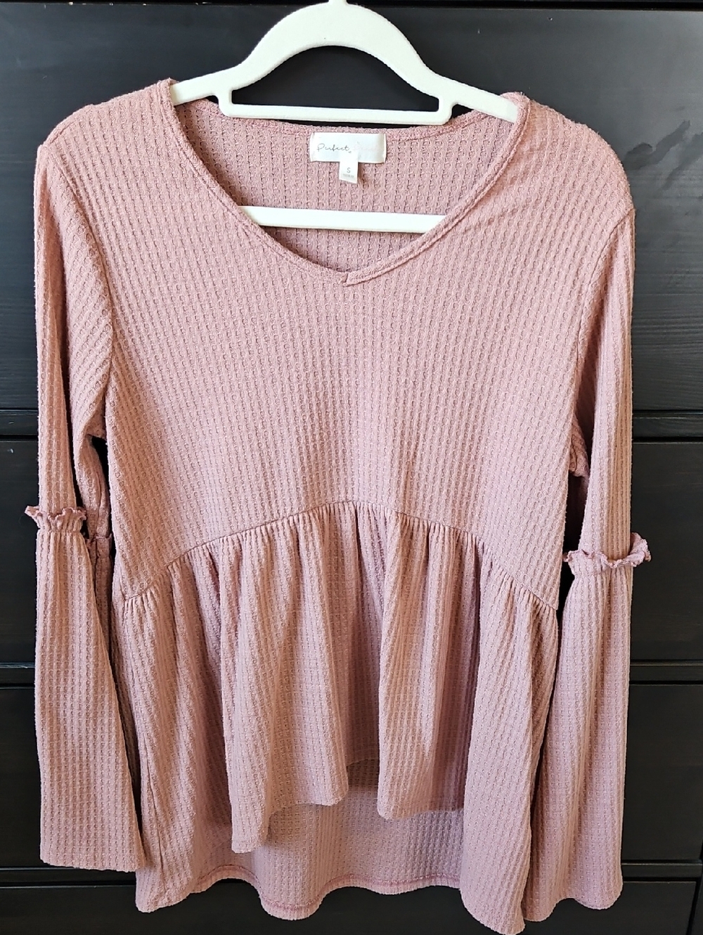 Dusty Rose Waffle Peplum